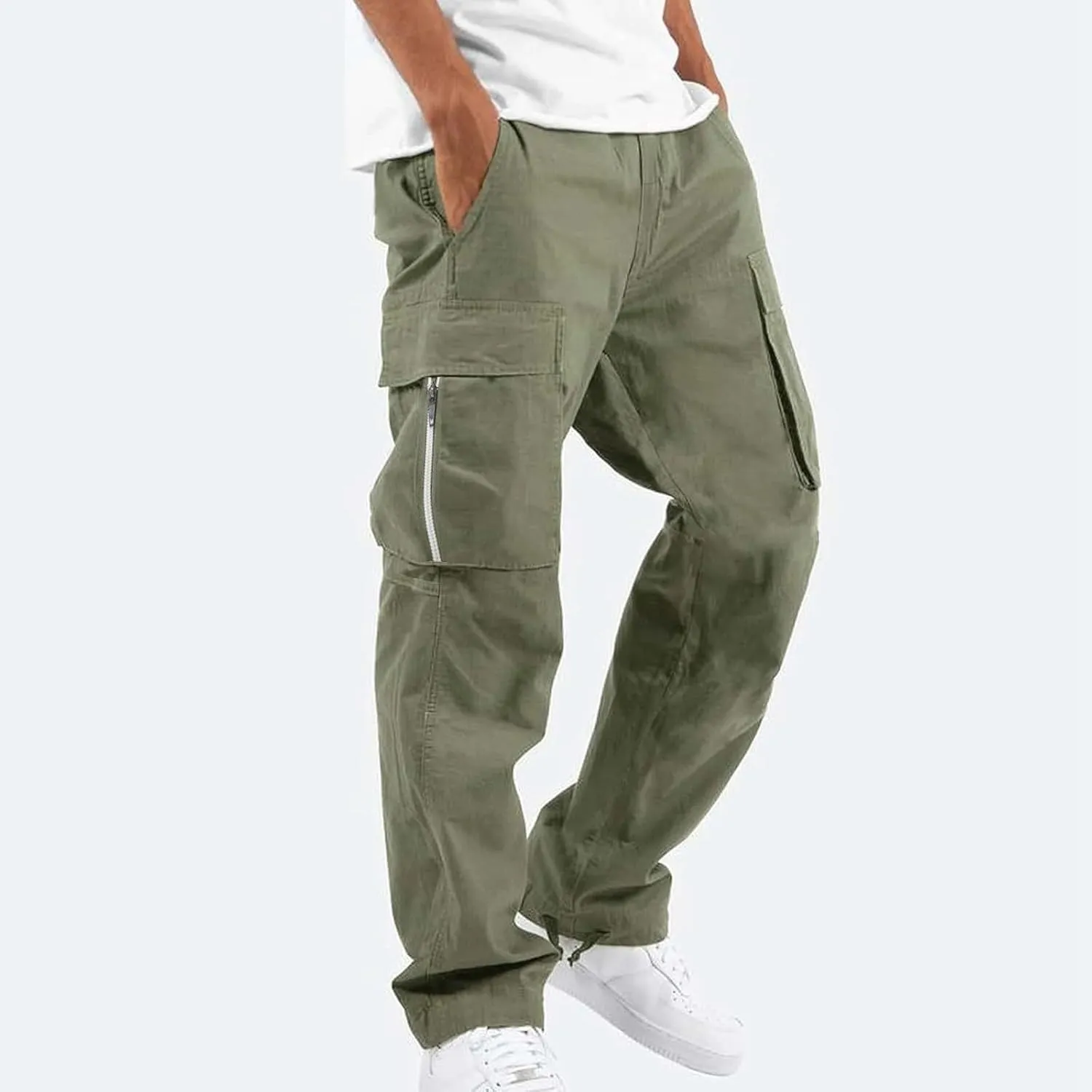 GIERIDUC Mens Cargo Pants Casual Hiking Pants Gym Workout Joggers Athletic Pants Cotton Loose Straight Leg Sweatpants for Men