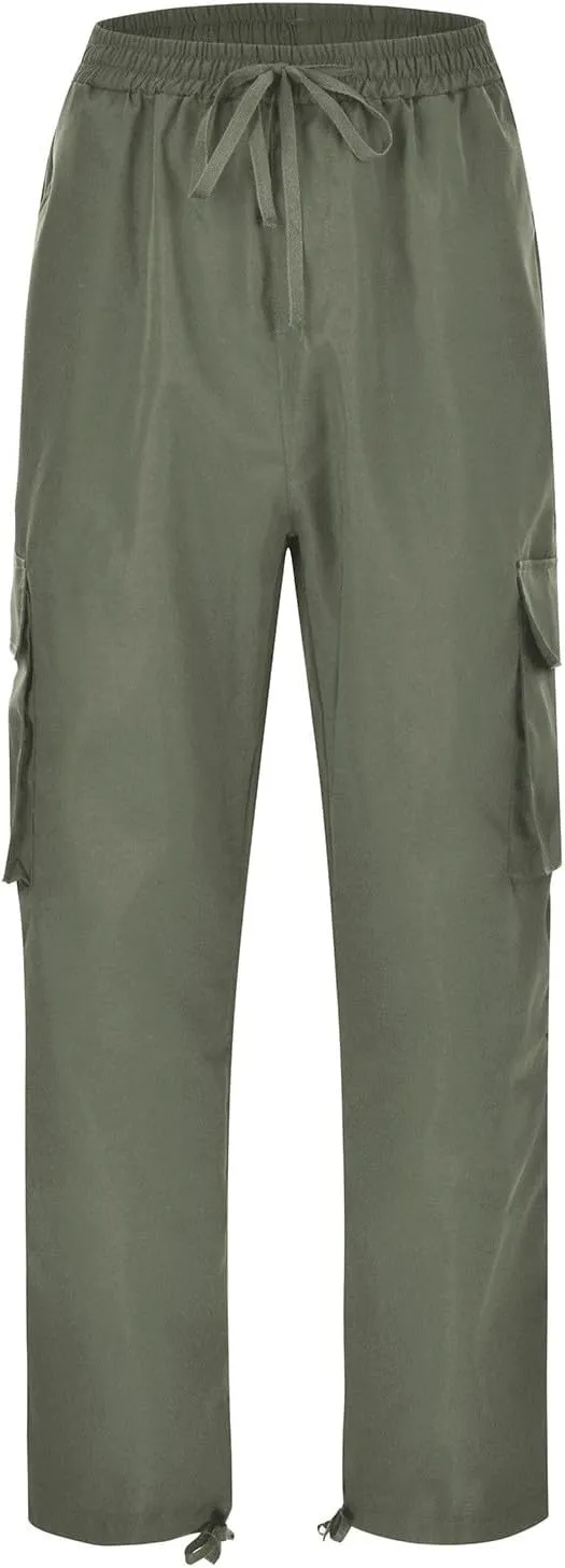 GIERIDUC Mens Cargo Pants Casual Hiking Pants Gym Workout Joggers Athletic Pants Cotton Loose Straight Leg Sweatpants for Men