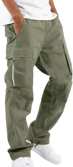 GIERIDUC Mens Cargo Pants Casual Hiking Pants Gym Workout Joggers Athletic Pants Cotton Loose Straight Leg Sweatpants for Men