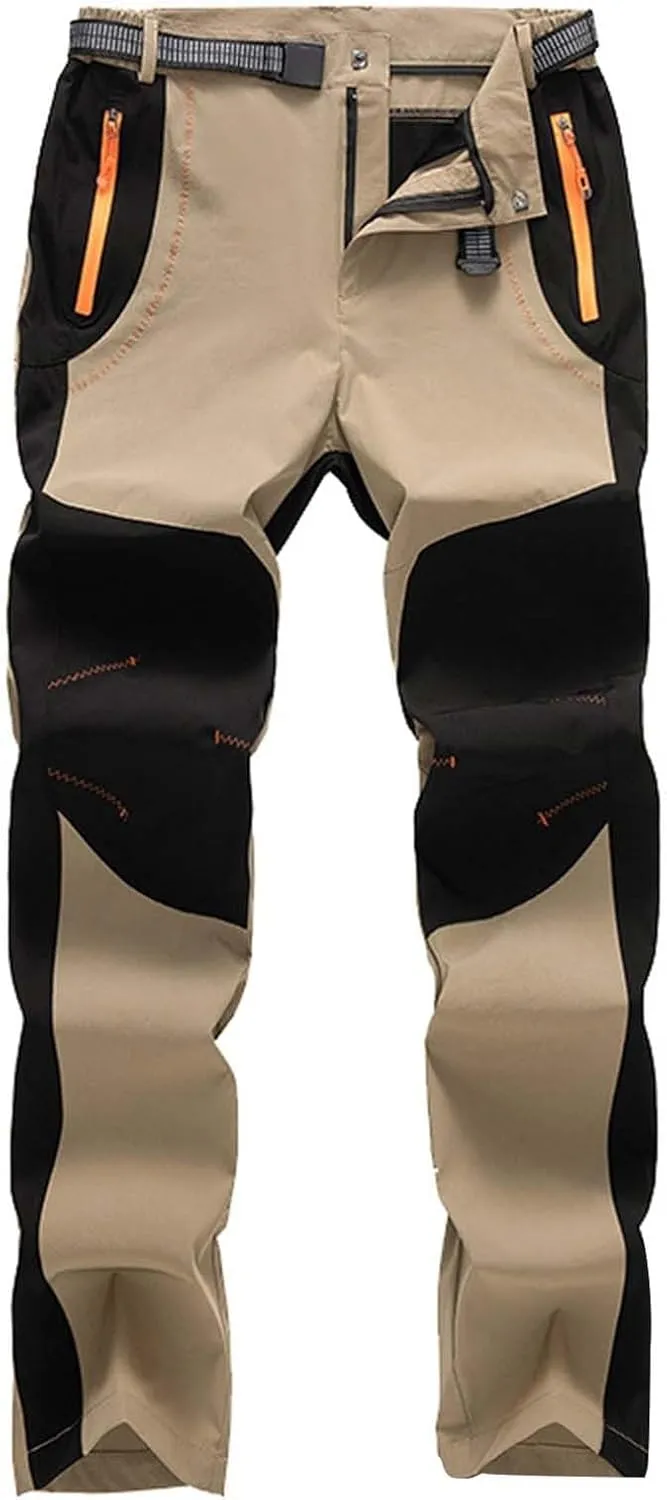 GIERIDUC Men's Hiking Pants Lightweight Quick Dry Stretch Wind Pants Color Patchwork Travel Trouser Fishing Outdoor Work Pant