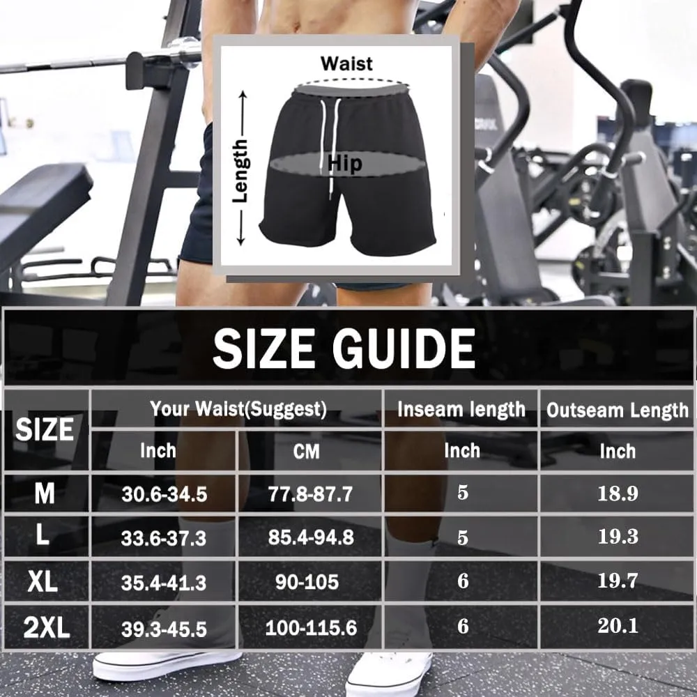 GYMAPE Men's Gym Sport Bodybuilding Workout Casual Shorts with Pockets 3 inch Inseam Raw Hem Terry Cotton