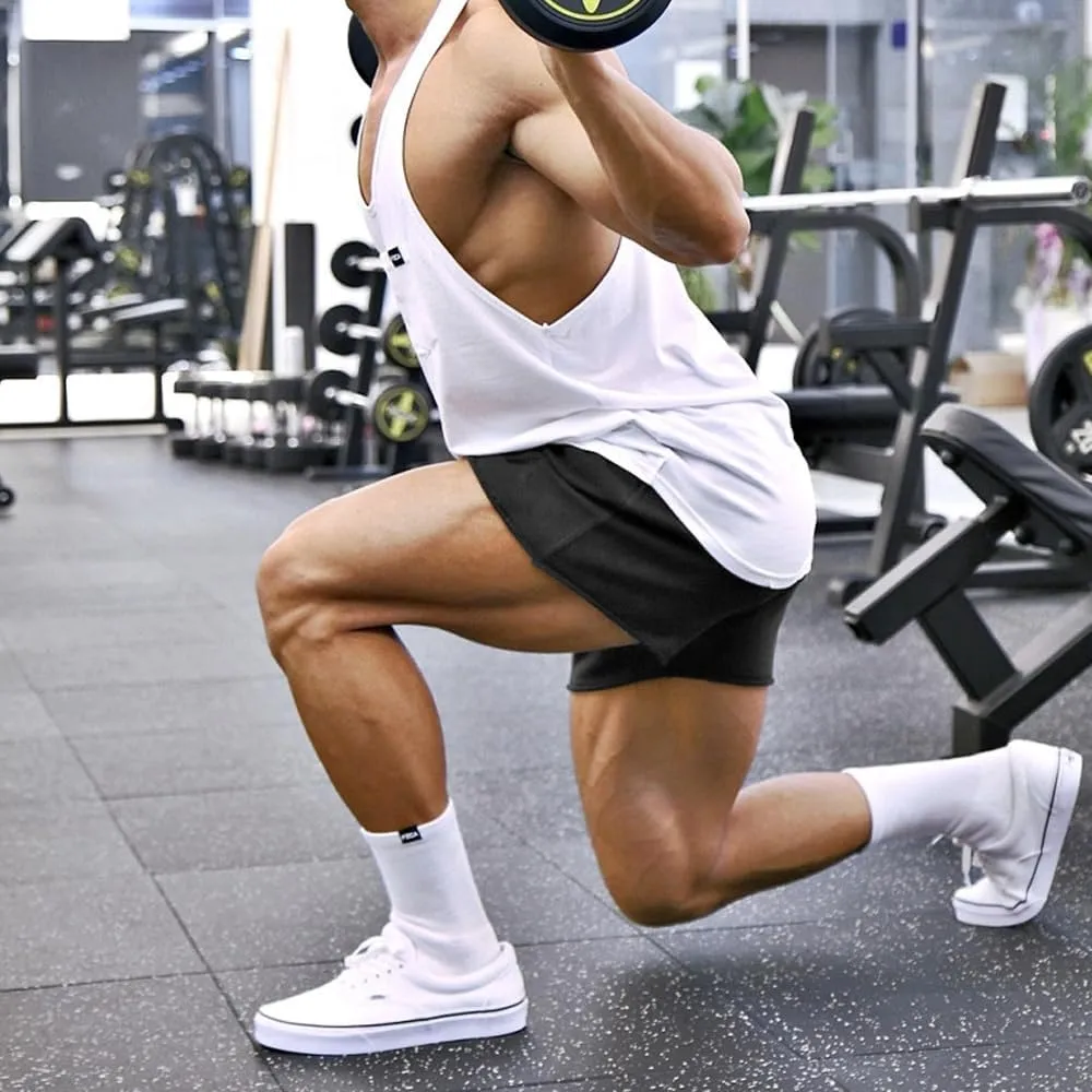 GYMAPE Men's Gym Sport Bodybuilding Workout Casual Shorts with Pockets 3 inch Inseam Raw Hem Terry Cotton