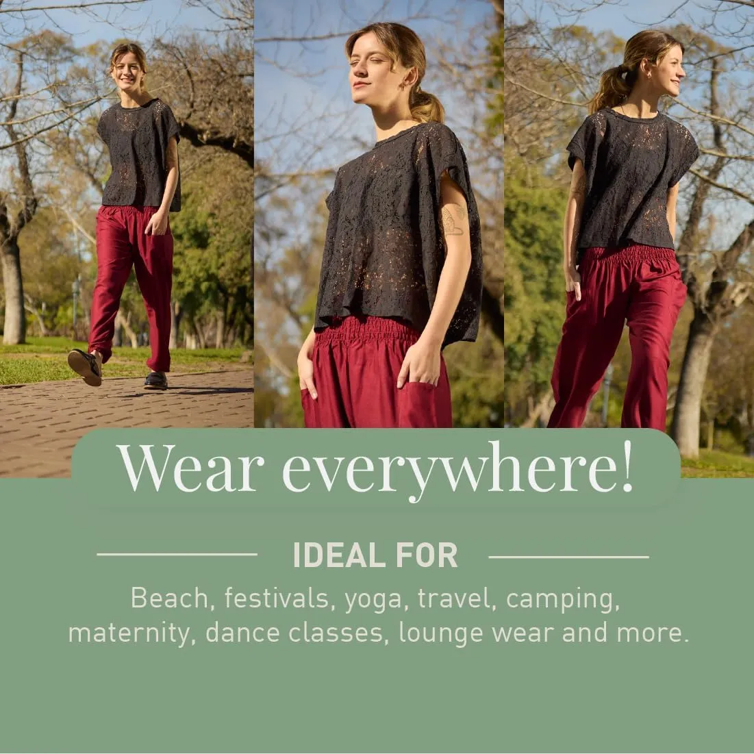 Happy Trunks Harem Pants for Women/Womens Yoga Pants with Pockets (S-XXL) Hippie Clothes/Boho Clothes for Women/Beach Lounge