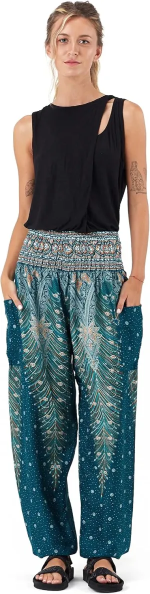 Happy Trunks Harem Pants for Women/Womens Yoga Pants with Pockets (S-XXL) Hippie Clothes/Boho Clothes for Women/Beach Lounge