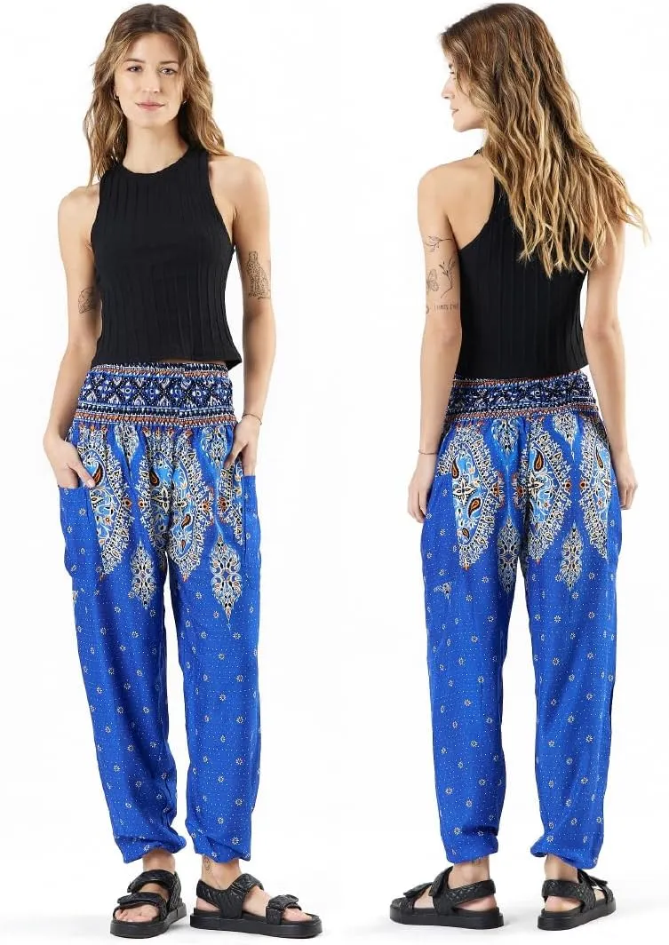 Happy Trunks Harem Pants for Women/Womens Yoga Pants with Pockets (S-XXL) Hippie Clothes/Boho Clothes for Women/Beach Lounge