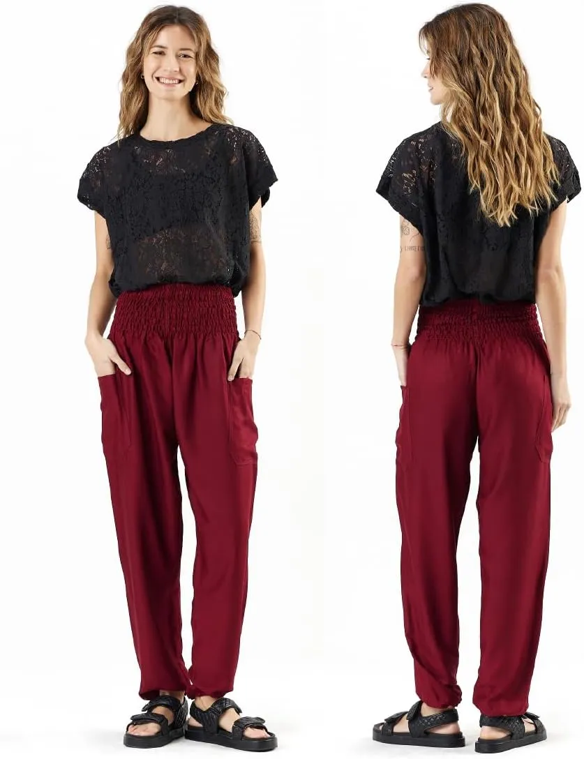 Happy Trunks Harem Pants for Women/Womens Yoga Pants with Pockets (S-XXL) Hippie Clothes/Boho Clothes for Women/Beach Lounge