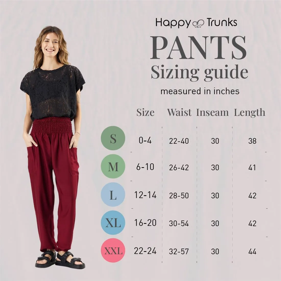 Happy Trunks Harem Pants for Women/Womens Yoga Pants with Pockets (S-XXL) Hippie Clothes/Boho Clothes for Women/Beach Lounge