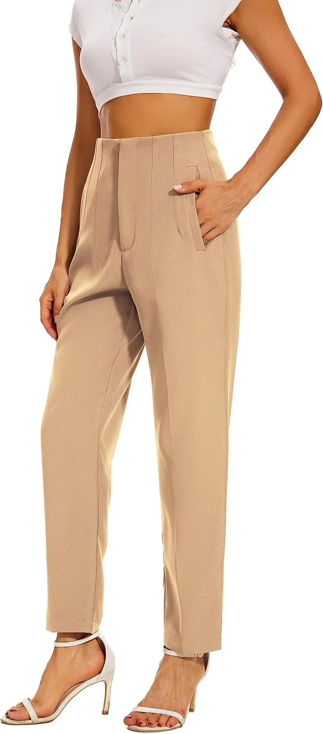 High Waist Dress Pant for Women Business Trousers Work Office Pants with Pockets