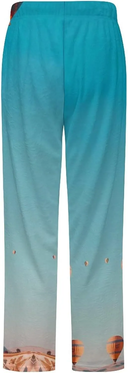Hot Air Balloons Floating over Cappadocia Flannel Pajama Pants Women's Sleep Pants Printed Loungewear Lounge Bottoms