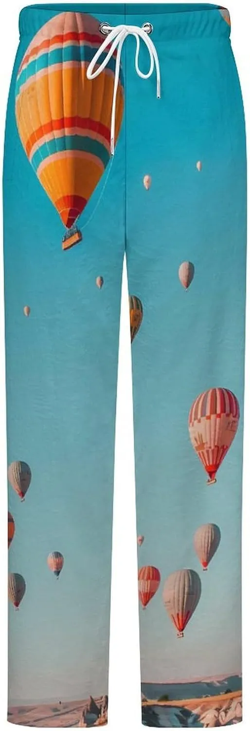 Hot Air Balloons Floating over Cappadocia Flannel Pajama Pants Women's Sleep Pants Printed Loungewear Lounge Bottoms