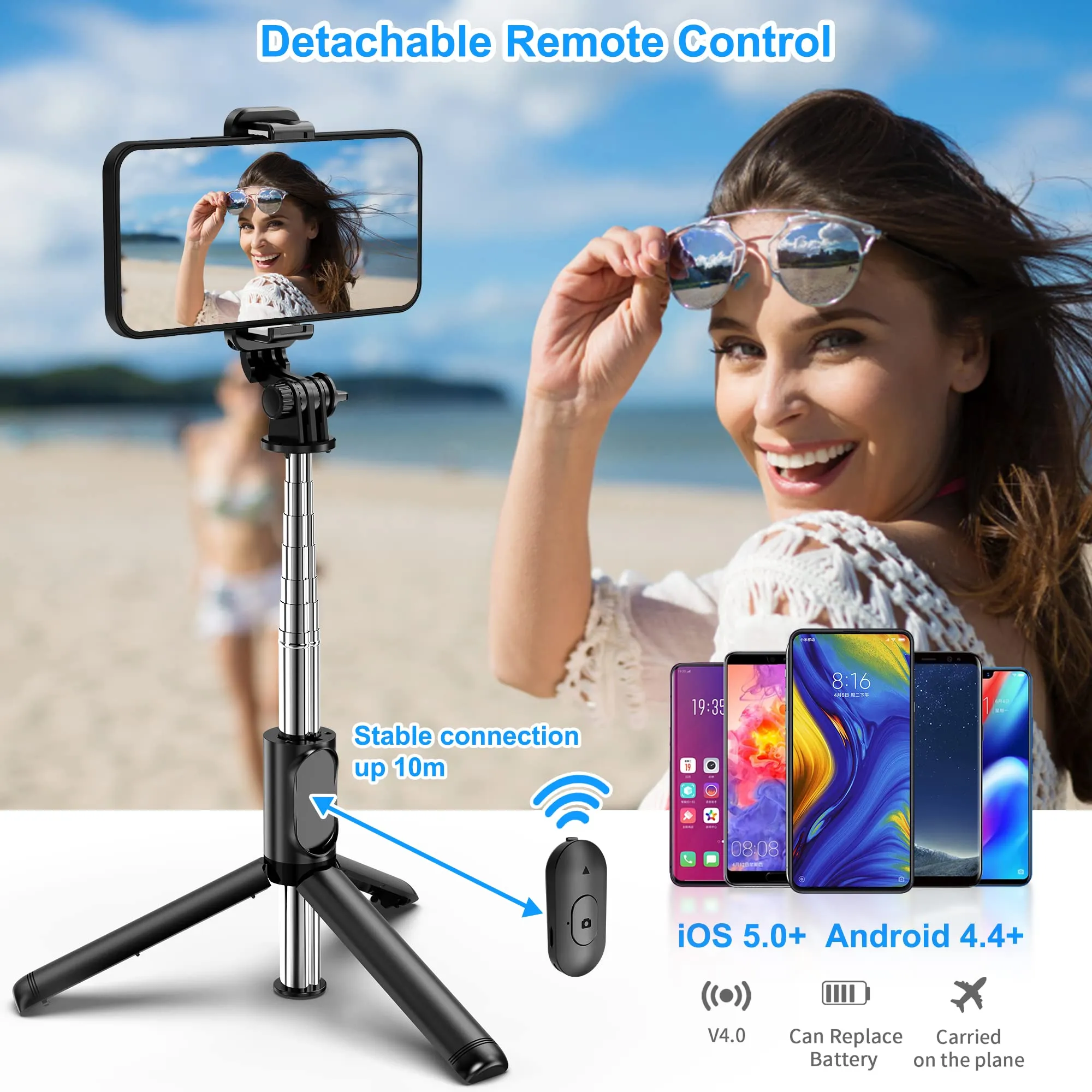 HOT SALE2024 New Portable Wireless Bluetooth Selfie Stick