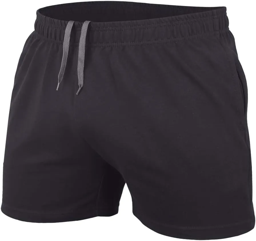 JEEING GEAR Men's Bodybuilding Workout Gym Shorts 3" 5" Inseam Sports Training Cotton with Pocket
