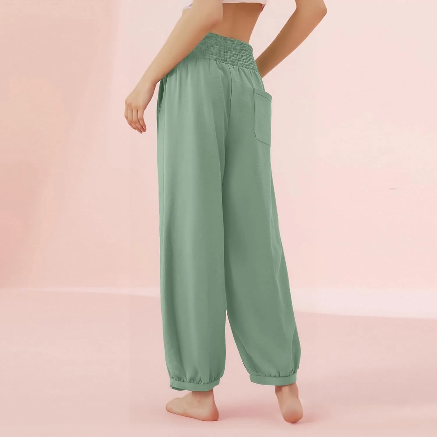 Linen Pants Women Wide Leg High Waisted Summer Pants 2025 Vacation Loose Fit Lightweight Casual Beach Palazzo Trousers