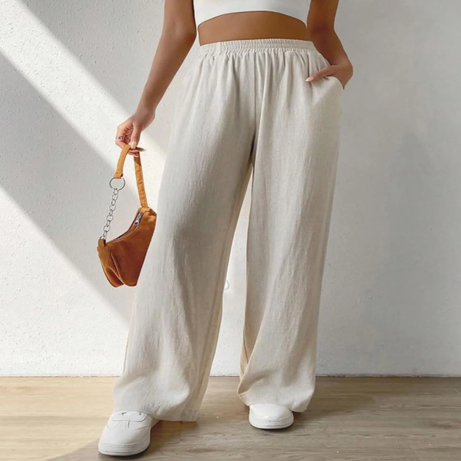 Linen Wide Leg Pants Women Summer Leg Cotton Linen Trousers High Linen Pants for Women