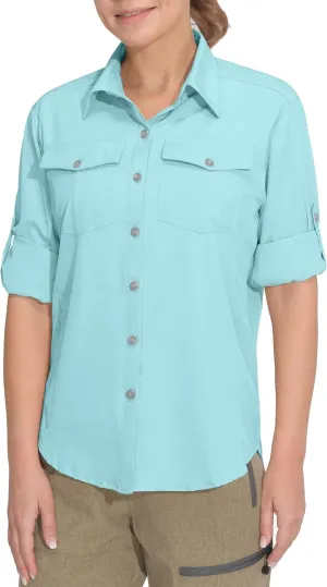 Little Donkey Andy Women's Stretch Quick Dry UPF50  Long Sleeve Shirt for Hiking, Travel, Camping