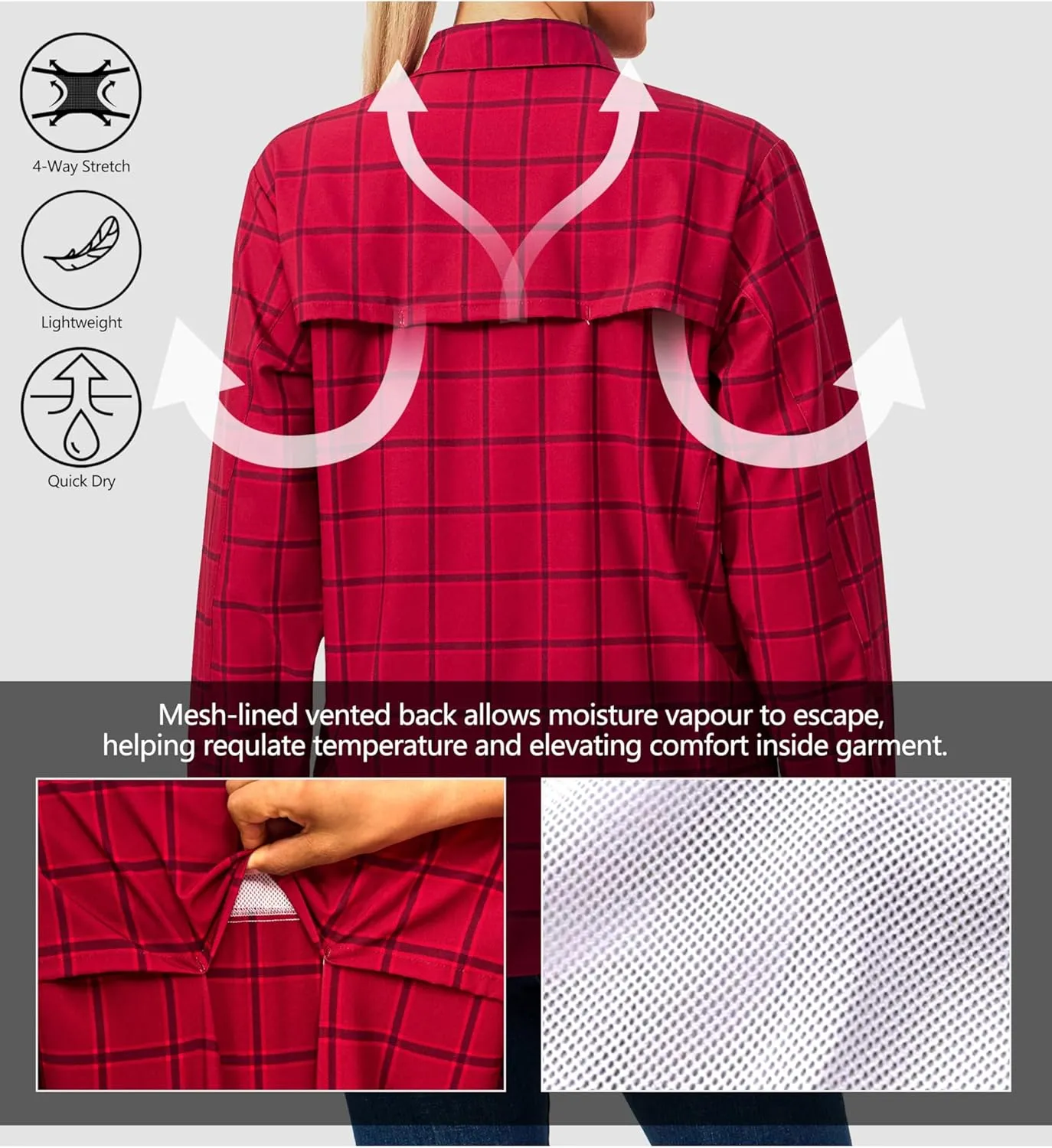 Little Donkey Andy Women's Stretch Quick Dry UPF50  Long Sleeve Shirt for Hiking, Travel, Camping