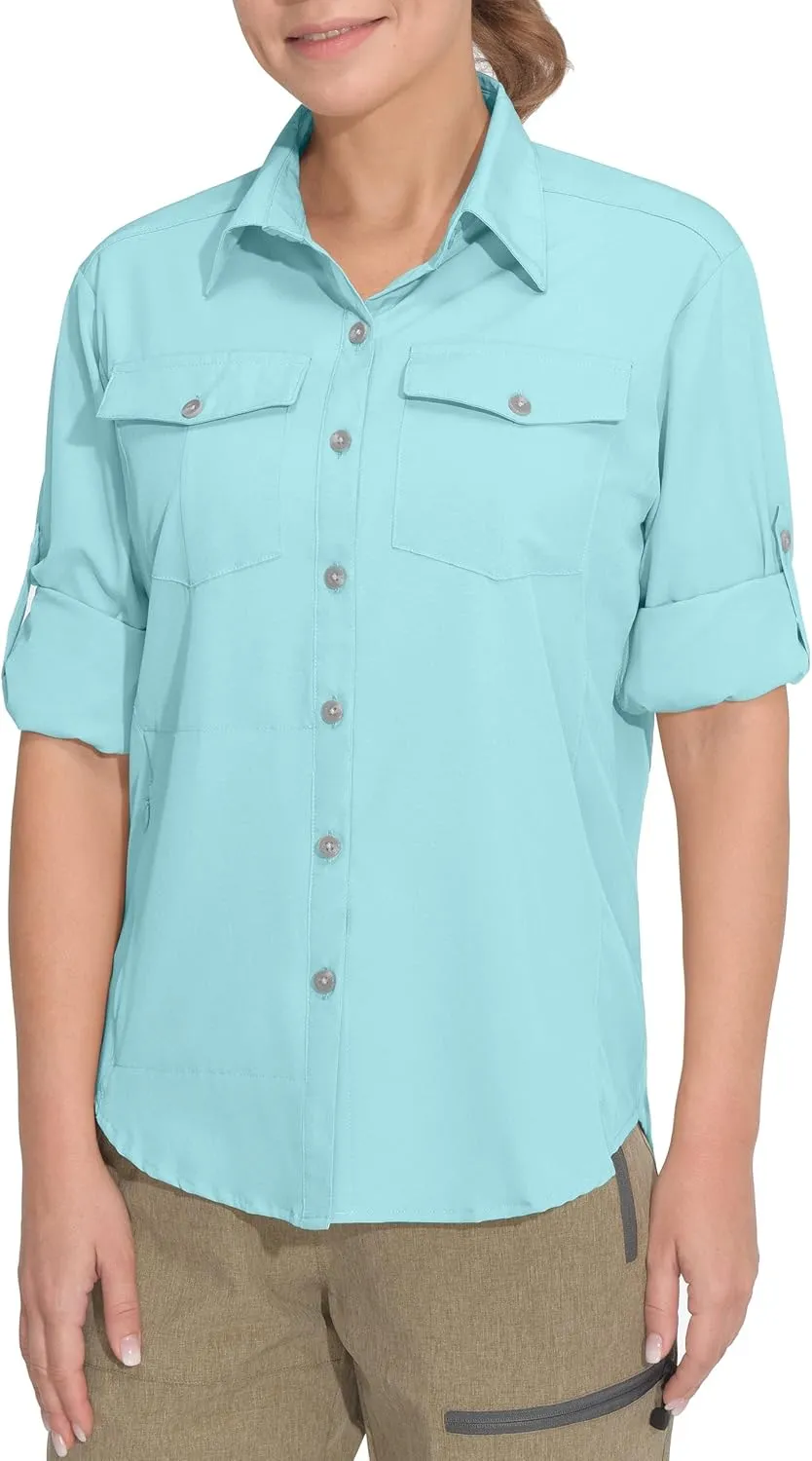 Little Donkey Andy Women's Stretch Quick Dry UPF50  Long Sleeve Shirt for Hiking, Travel, Camping