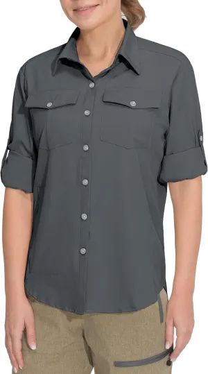 Little Donkey Andy Women's Stretch Quick Dry UPF50  Long Sleeve Shirt for Hiking, Travel, Camping