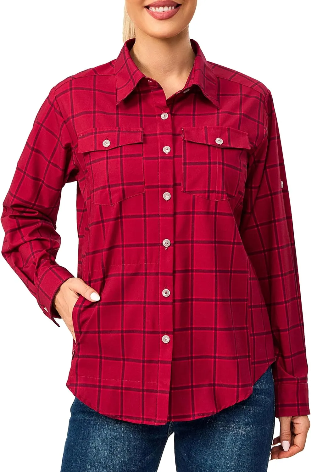 Little Donkey Andy Women's Stretch Quick Dry UPF50  Long Sleeve Shirt for Hiking, Travel, Camping