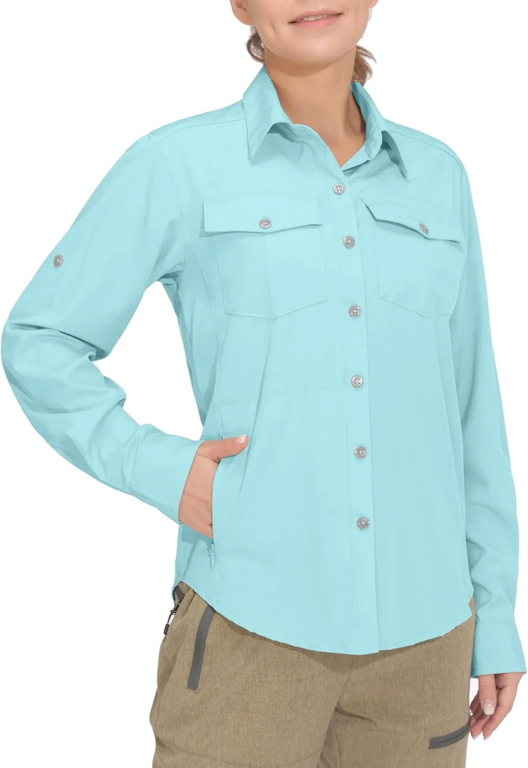Little Donkey Andy Women's Stretch Quick Dry UPF50  Long Sleeve Shirt for Hiking, Travel, Camping