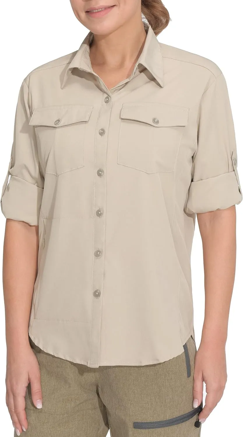 Little Donkey Andy Women's Stretch Quick Dry UPF50  Long Sleeve Shirt for Hiking, Travel, Camping