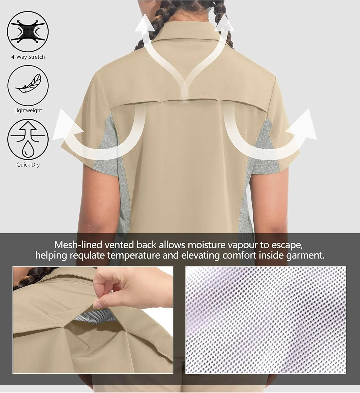 Little Donkey Andy Women's Stretch Quick Dry UPF50  Short Sleeve Shirt for Hiking, Travel, Camping