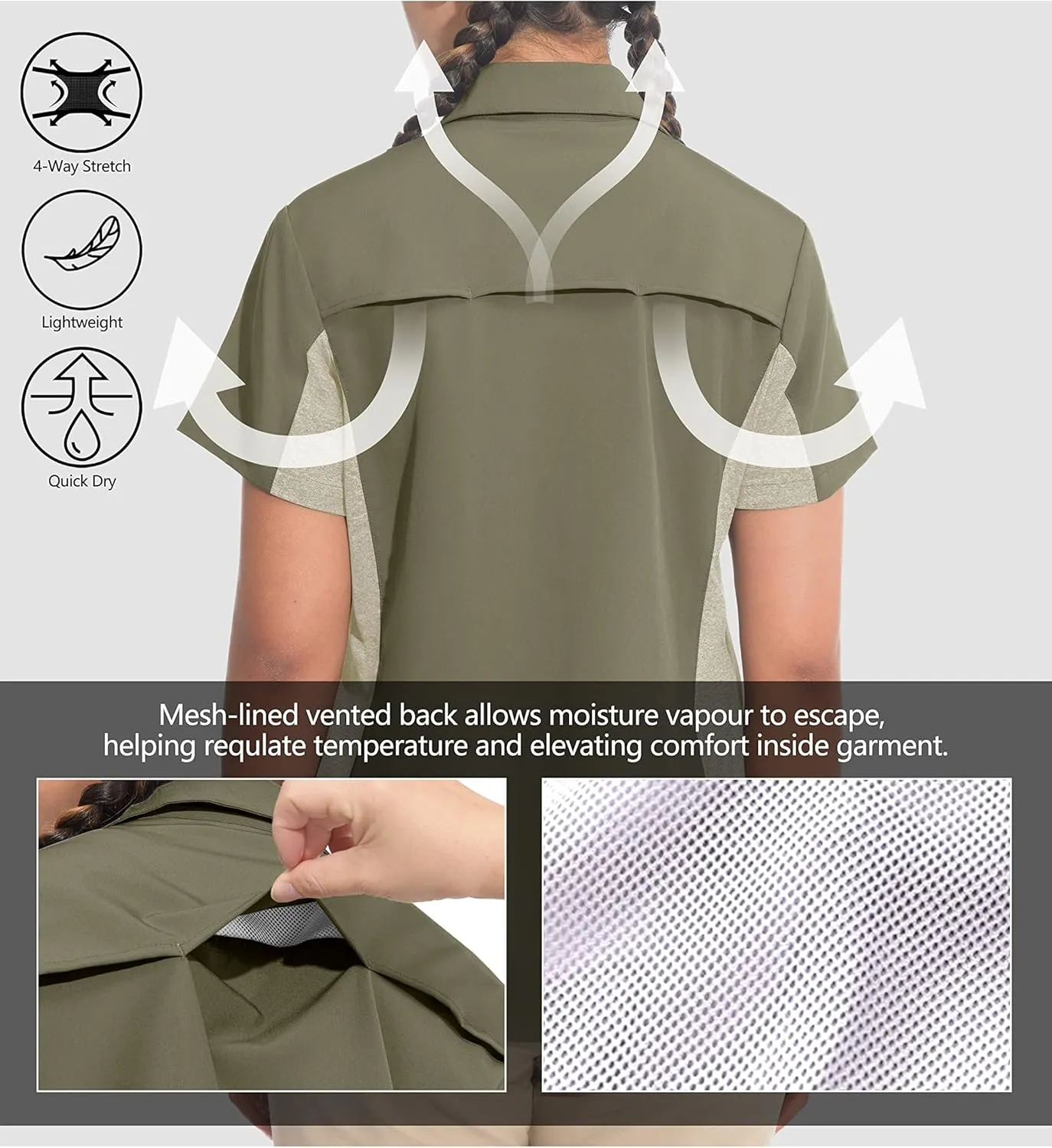Little Donkey Andy Women's Stretch Quick Dry UPF50  Short Sleeve Shirt for Hiking, Travel, Camping