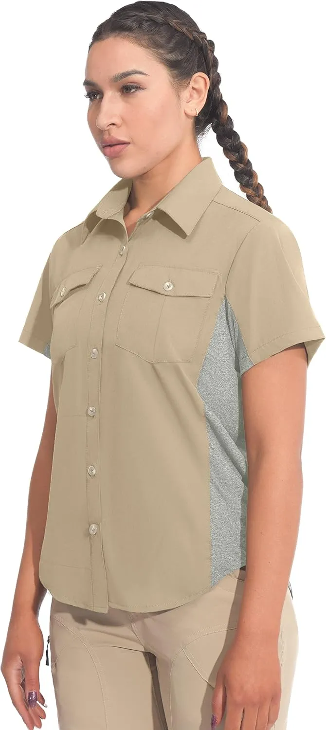 Little Donkey Andy Women's Stretch Quick Dry UPF50  Short Sleeve Shirt for Hiking, Travel, Camping