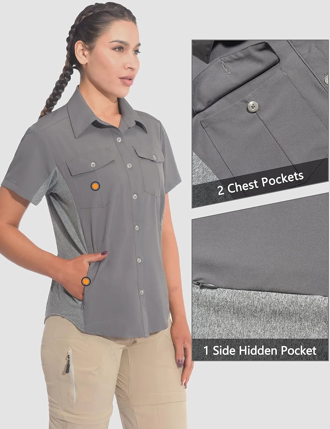 Little Donkey Andy Women's Stretch Quick Dry UPF50  Short Sleeve Shirt for Hiking, Travel, Camping