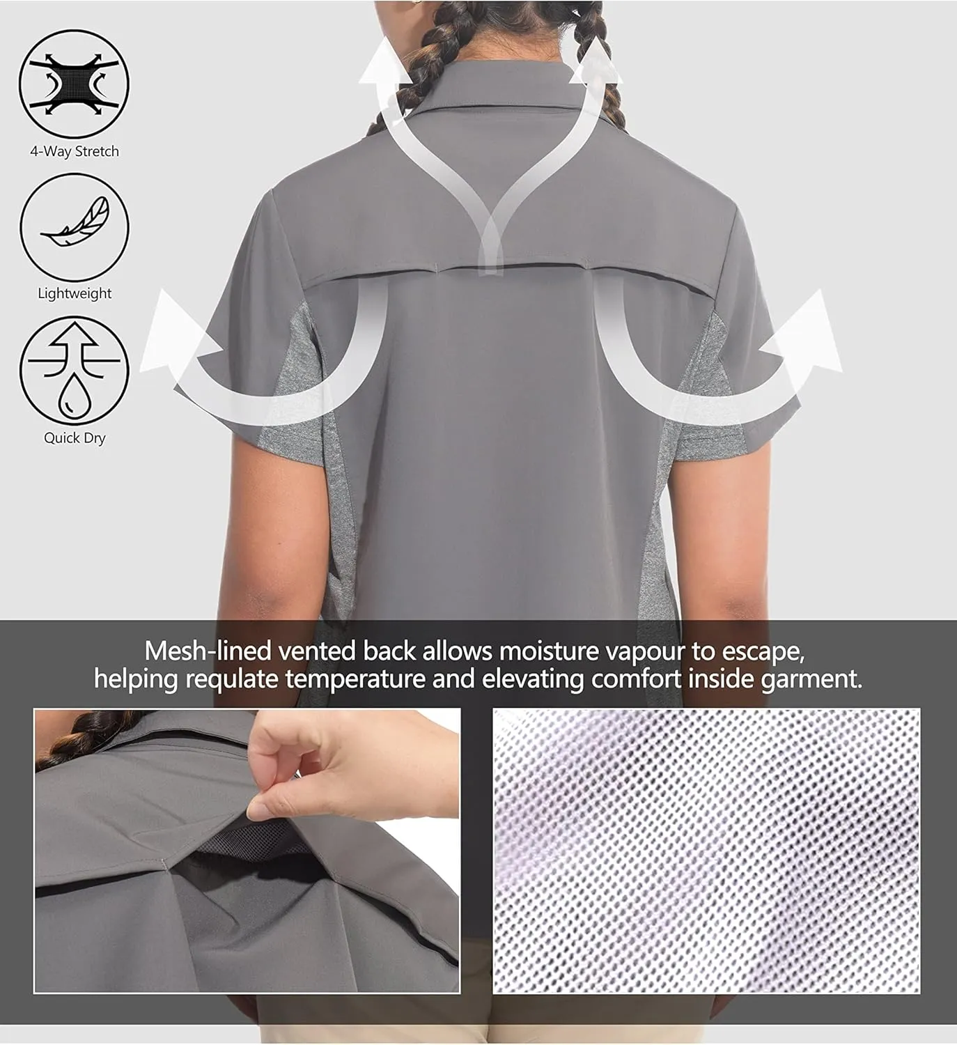 Little Donkey Andy Women's Stretch Quick Dry UPF50  Short Sleeve Shirt for Hiking, Travel, Camping