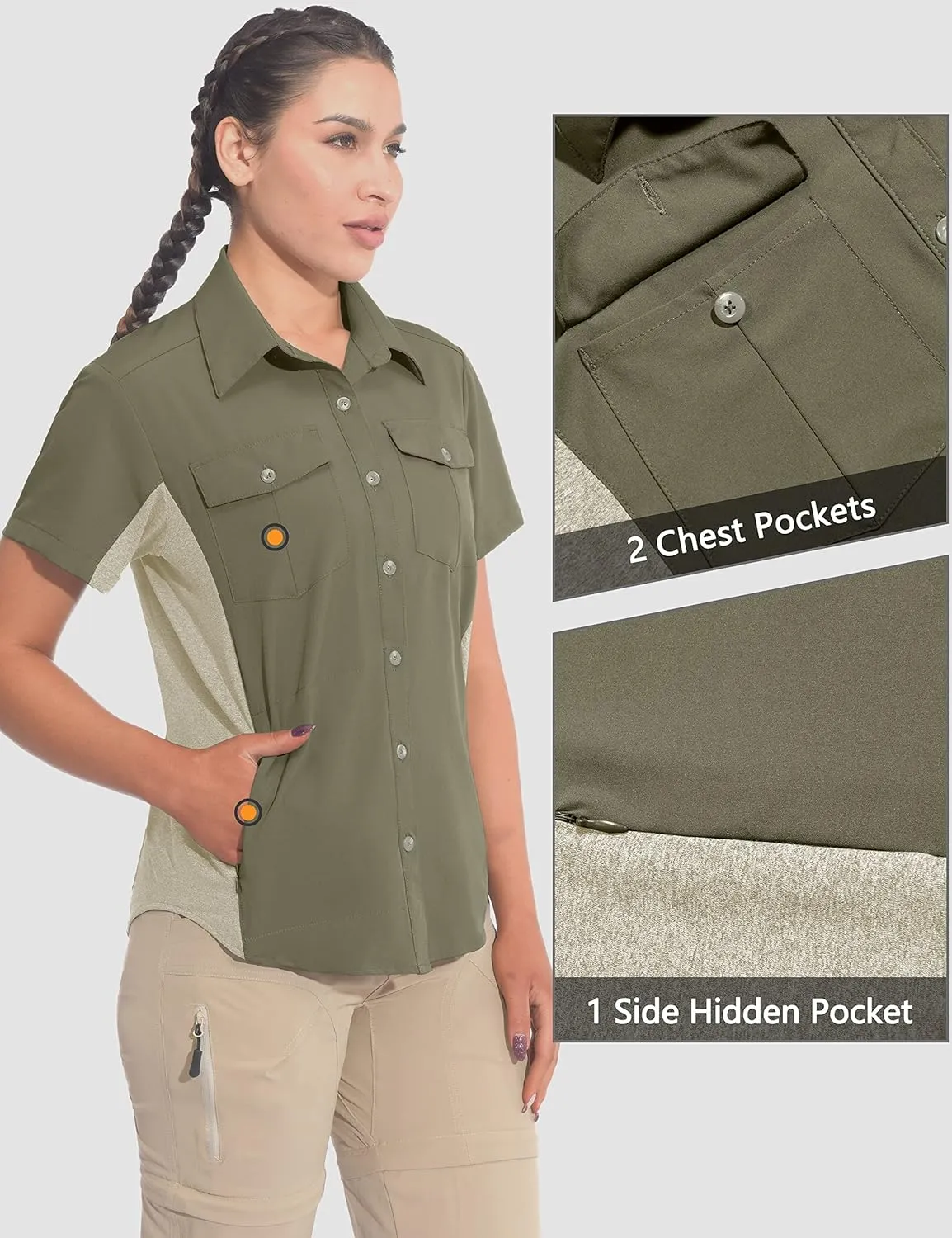 Little Donkey Andy Women's Stretch Quick Dry UPF50  Short Sleeve Shirt for Hiking, Travel, Camping