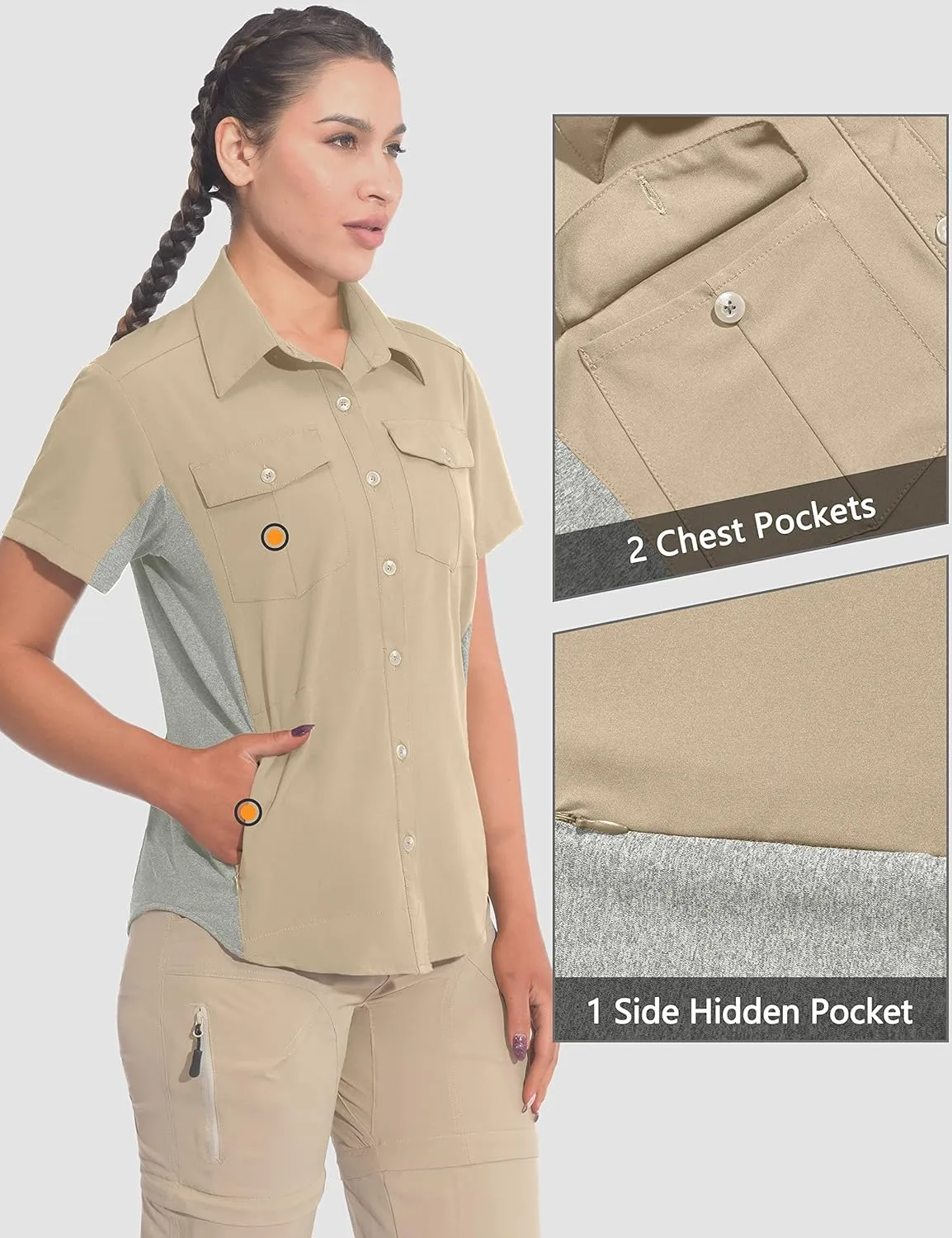 Little Donkey Andy Women's Stretch Quick Dry UPF50  Short Sleeve Shirt for Hiking, Travel, Camping