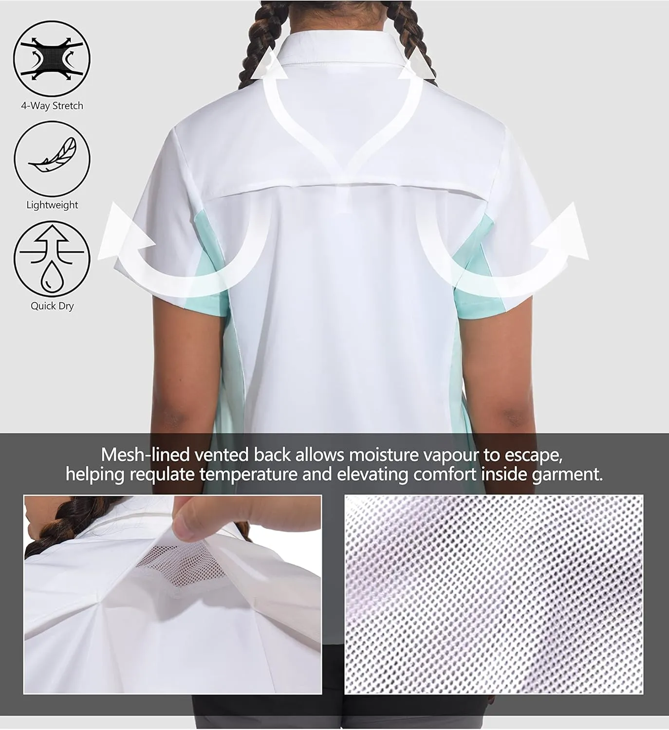 Little Donkey Andy Women's Stretch Quick Dry UPF50  Short Sleeve Shirt for Hiking, Travel, Camping