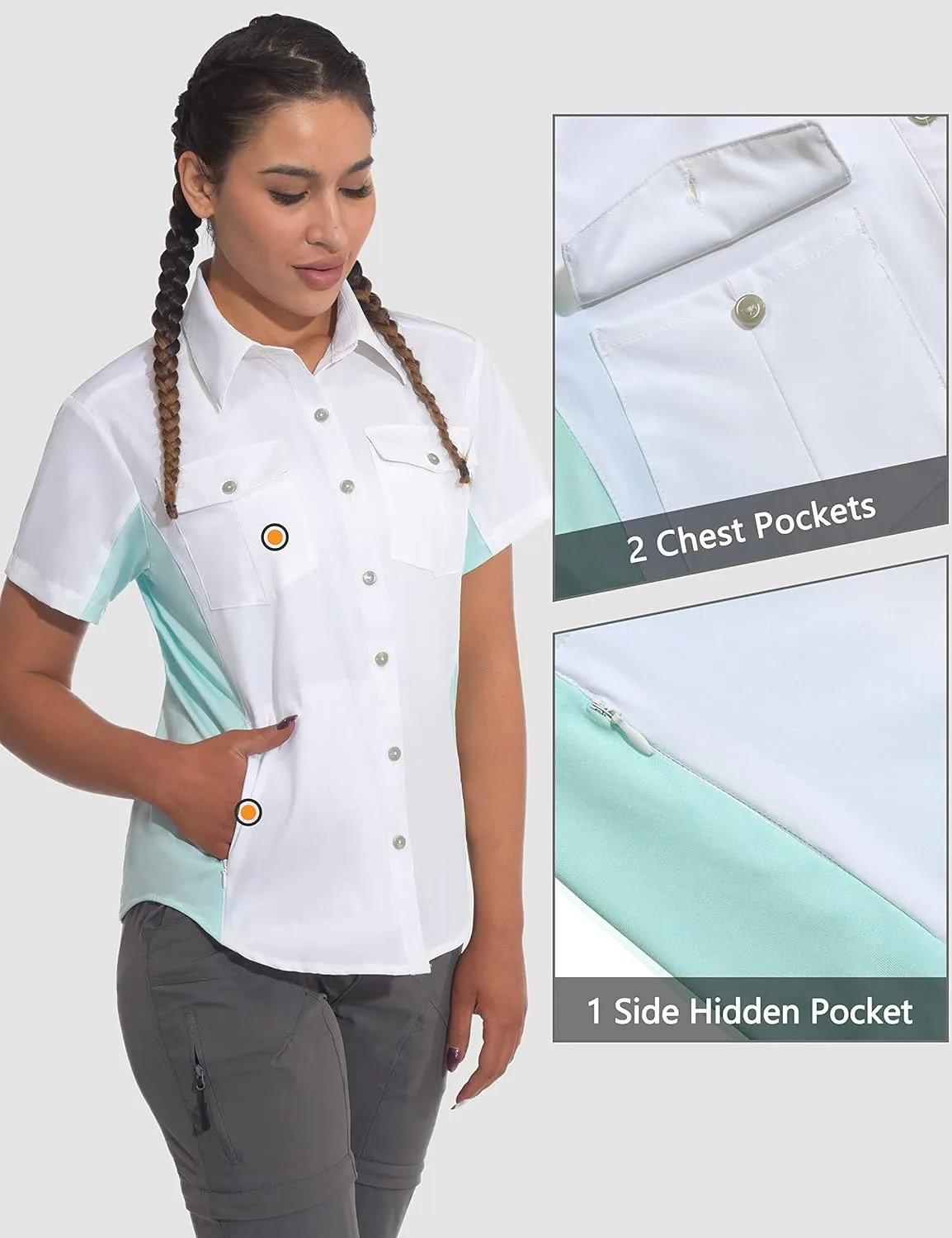 Little Donkey Andy Women's Stretch Quick Dry UPF50  Short Sleeve Shirt for Hiking, Travel, Camping