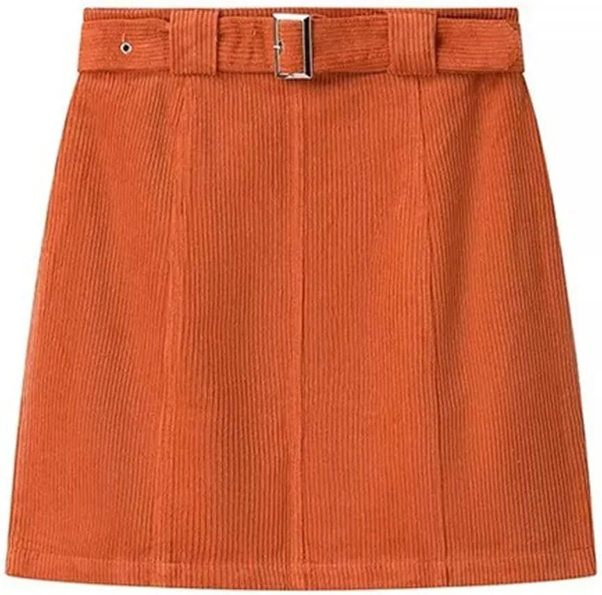 Lmdudan Womens Corduroy Mini Skirt Casual High Waist A-line Skirt 2025 Spring Summer Party Bodycon Short Pencil Skirts