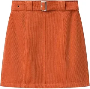 Lmdudan Womens Corduroy Mini Skirt Casual High Waist A-line Skirt 2025 Spring Summer Party Bodycon Short Pencil Skirts