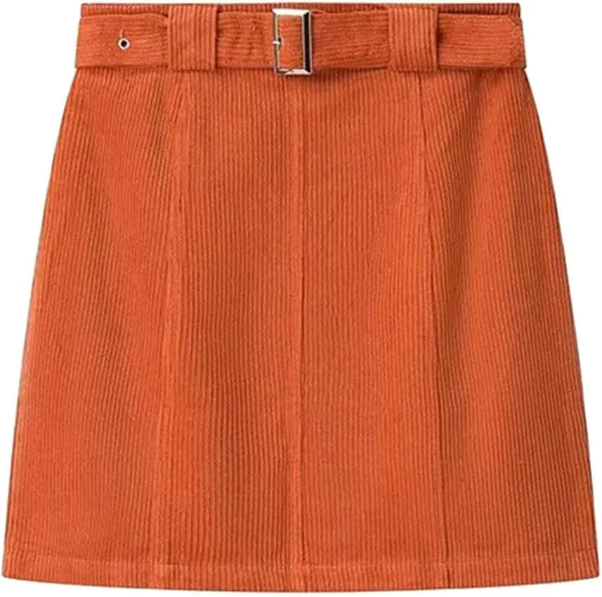 Lmdudan Womens Corduroy Mini Skirt Casual High Waist A-line Skirt 2025 Spring Summer Party Bodycon Short Pencil Skirts