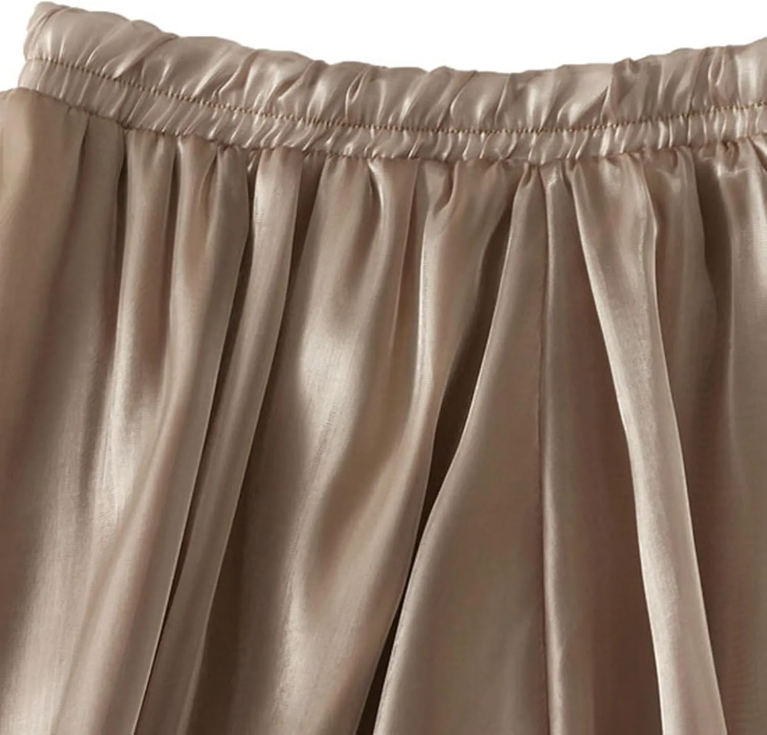 Long Skirt Women's Bright Silk Pearlescent Design Sense Umbrella Skirt Twill on Midi Skirt Women's Skirts