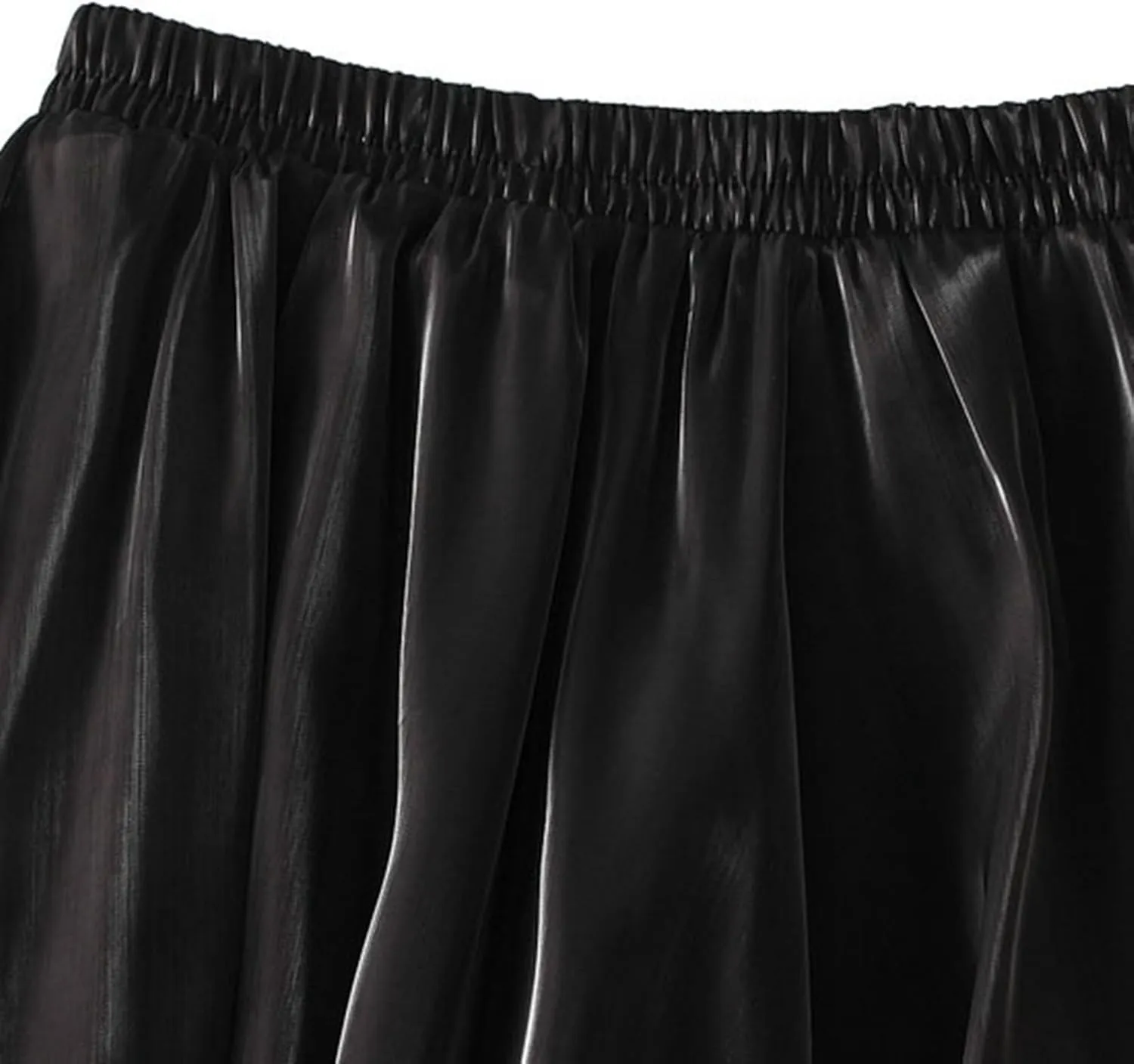 Long Skirt Women's Bright Silk Pearlescent Design Sense Umbrella Skirt Twill on Midi Skirt Women's Skirts