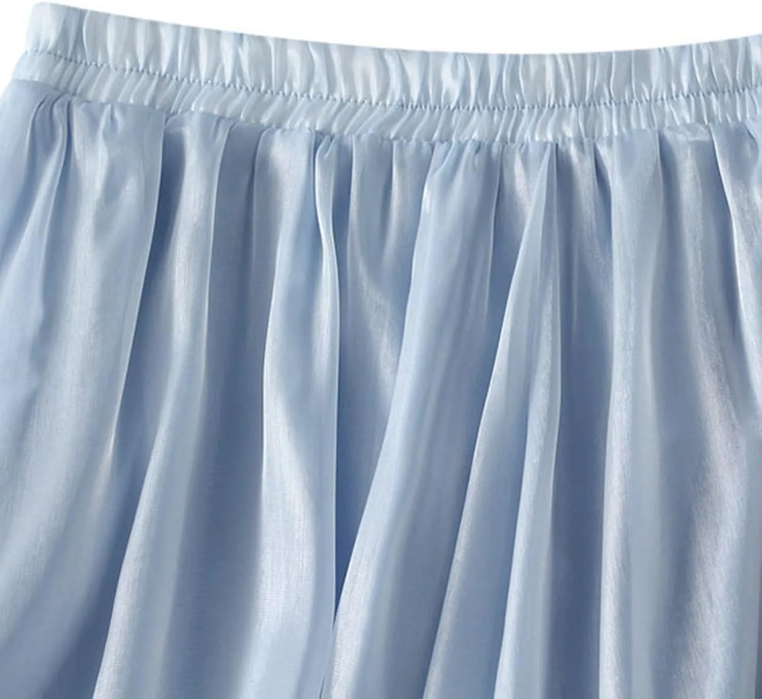 Long Skirt Women's Bright Silk Pearlescent Design Sense Umbrella Skirt Twill on Midi Skirt Women's Skirts