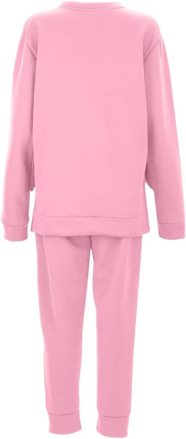 Lounge Sets for Women 2024 Long Sleeve V Neck Cute Sweatsuit Two Piece Travel Outfits Sweatsuits Sweatsuits