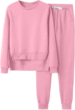 Lounge Sets for Women 2024 Long Sleeve V Neck Cute Sweatsuit Two Piece Travel Outfits Sweatsuits Sweatsuits