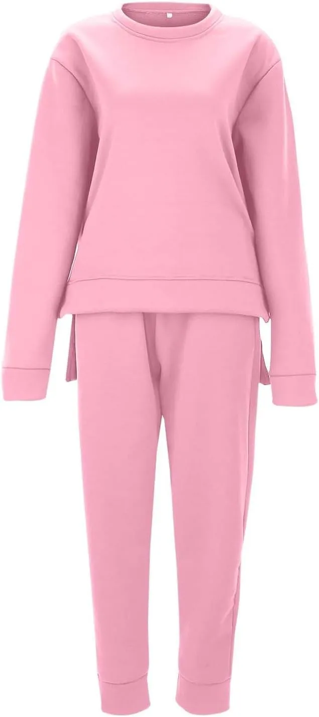 Lounge Sets for Women 2024 Long Sleeve V Neck Cute Sweatsuit Two Piece Travel Outfits Sweatsuits Sweatsuits