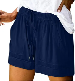 LRMQS Womens Shorts Casual with Pockets Drawstring Elastic Waist Cotton Plus Size Beach Vacation Trendy 2025 Summer Clothes