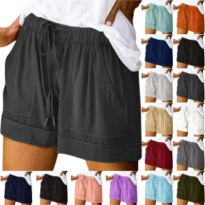 LRMQS Womens Shorts Casual with Pockets Drawstring Elastic Waist Cotton Plus Size Beach Vacation Trendy 2025 Summer Clothes