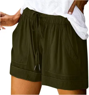 LRMQS Womens Shorts Casual with Pockets Drawstring Elastic Waist Cotton Plus Size Beach Vacation Trendy 2025 Summer Clothes