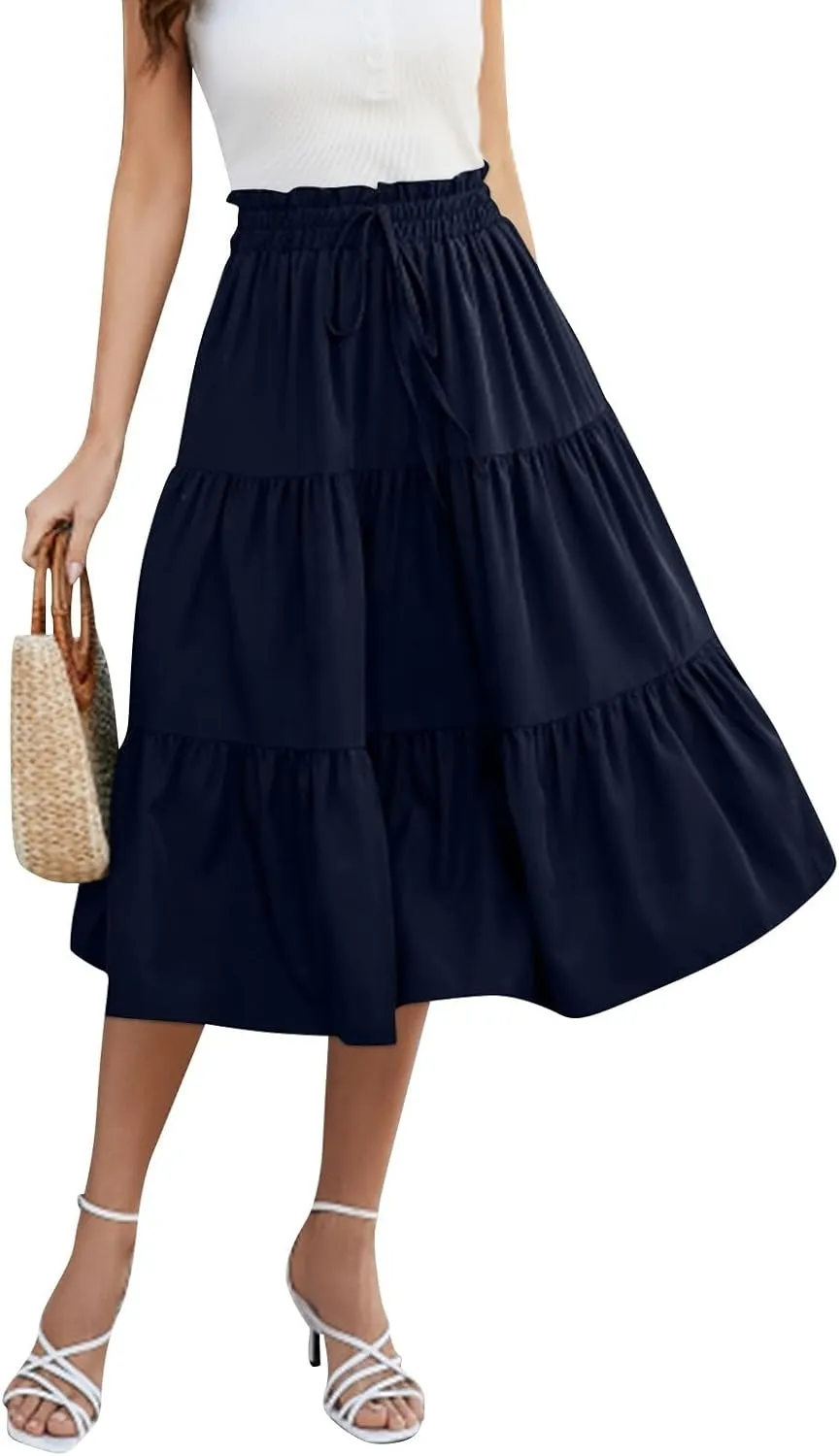 Maxi Skirt for Women 2025 Maxi Spring Flowy Boho Comfy Tiered Western Womens Midi Skirts