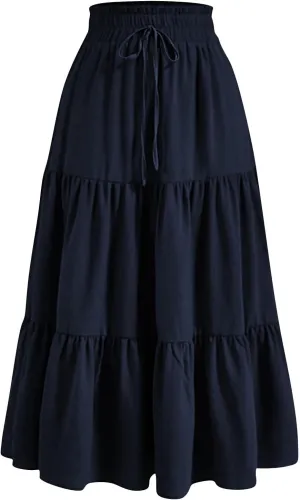 Maxi Skirt for Women 2025 Maxi Spring Flowy Boho Comfy Tiered Western Womens Midi Skirts
