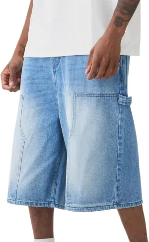 Men Baggy Denim Jorts Vintage Loose Fit Carpenter Hip Hop Jean Shorts Casual Short Jeans Streetwear