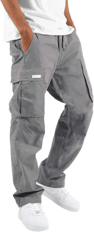 Mens Cargo Pants Twill Chino Pants Trousers Loose Fit Hiking Joggers Tapered Pants Athletic Sweatpants